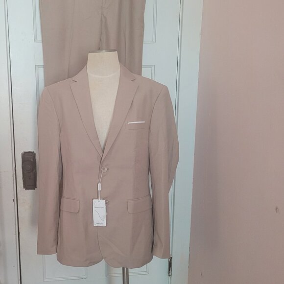 Wehilion 4236 Men's Champagne Regular Fit 2 Piece Suit Set Size L - Picture 9 of 10